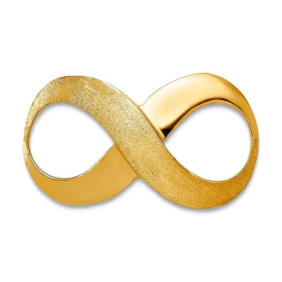 10k Solid Yellow Gold Infinity Figure Eight Polished and Textured Slide Pendant Necklace for Women