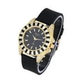 thumbnail image 6 of Women's Baguette Cut Iced Out Diamond Watch - Drop it Down with This Bling'ed Out Crystal Tennis Bracelet on Your Wrist Ladies! - ST10372MLA-TB (ST10372SLA Rubber Gold Blk/Blk- TB), 6 of 9