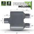 thumbnail image 4 of Magshion 3" Inlet 2.5" Outlet Chambered Muffler Straight-Through Round Stainless Steel Dual Exhaust Tip, Gray, 4 of 10
