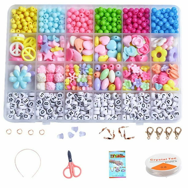 Kit de Cuentas para Hacer Pulseras de Bricolaje para Niños, Juego de Cuentas de Vidrio, Juguetes de Rompecabeza Pulidos para Niñas, Manualidad, Joyería de Cuentas