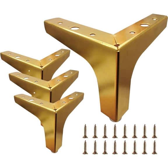 4 Inch Furniture Legs, Set of 4 Metal Furniture Legs Modern Triangle Feet Luxury Gold for Sofa