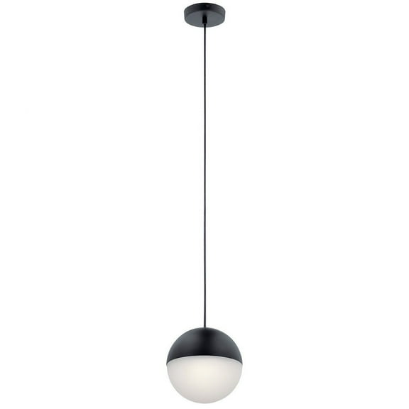 83854MBKWH Elan Lighting Moonlit - 7.75 Inch 1 LED Mini Pendant-Matte Black Finish-Etched Glass Color -Traditional Installation