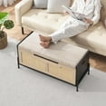 thumbnail image 4 of Rattan Storage Bench With Safety Hinges,Flip-Top Shoe Bench,Storage Trunk With 15mm Wall Plate,Storage Chest For Entryway,Living Room,Bed Room,Easy Assembly,Black & Oak Back To School Dormitory Storag, 4 of 8
