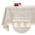 thumbnail image 1 of Deconovo Decorations Tablecloths Oblong Poly-Cotton Blend Tassel Waterproof Fade Resistant Table Cover for Outdoor Picnic, 54x72 Inch, Beige, 1 of 7