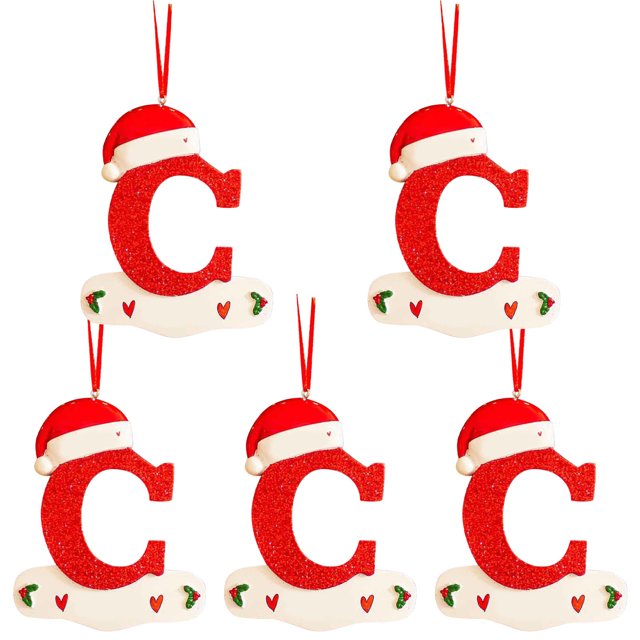 Agiferg Christmas Little Red Hat Letter Pendant DIY Writable Name 26 Letter Pendant 5PCS