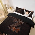 thumbnail image 2 of Erosebridal Brown Leopard Print Duvet Cover Set for Girls Women, Monogrammed Z Bedding Full, Black Reversible 3-Piece, 1 Duvet Cover and 2 Pillowcases (No Comforter), 2 of 6