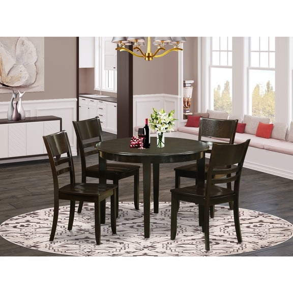 Round Dining Table Set for 4 - Kitchen Table with Chairs, 42 Inch, Rustic Farmhouse Style