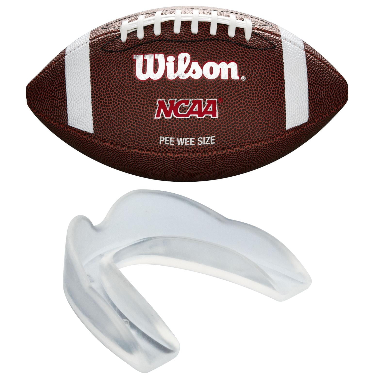Wilson NCAA Red Zone Composite Football, Size Pee Wee Ages 6-9 + FREE Shock Doctor EZ Sport Protective Sports Mouth Guard, Youth Size, Multi-Sport