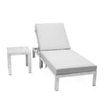 thumbnail image 3 of LeisureMod Chelsea Modern Weathered Grey Aluminum Outdoor Chaise Lounge Chair With Side Table & Light Grey Cushions, 3 of 13