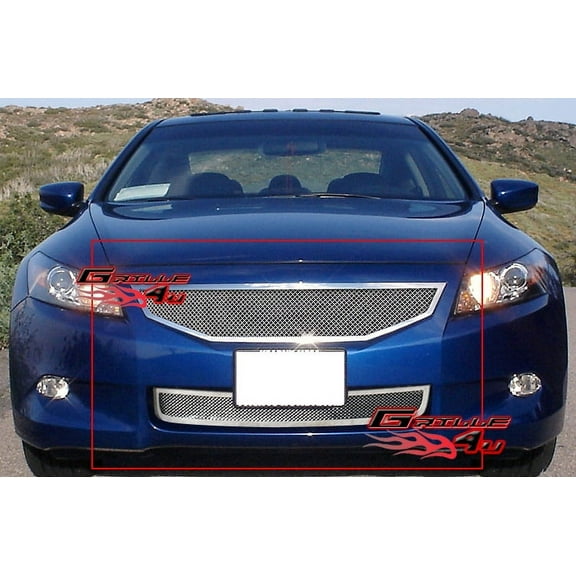 APS Premium Stainless Steel Chrome Mesh Grille Insert Compatible with Honda Accord 2008-2010 Coupe Combo N19-T06777H