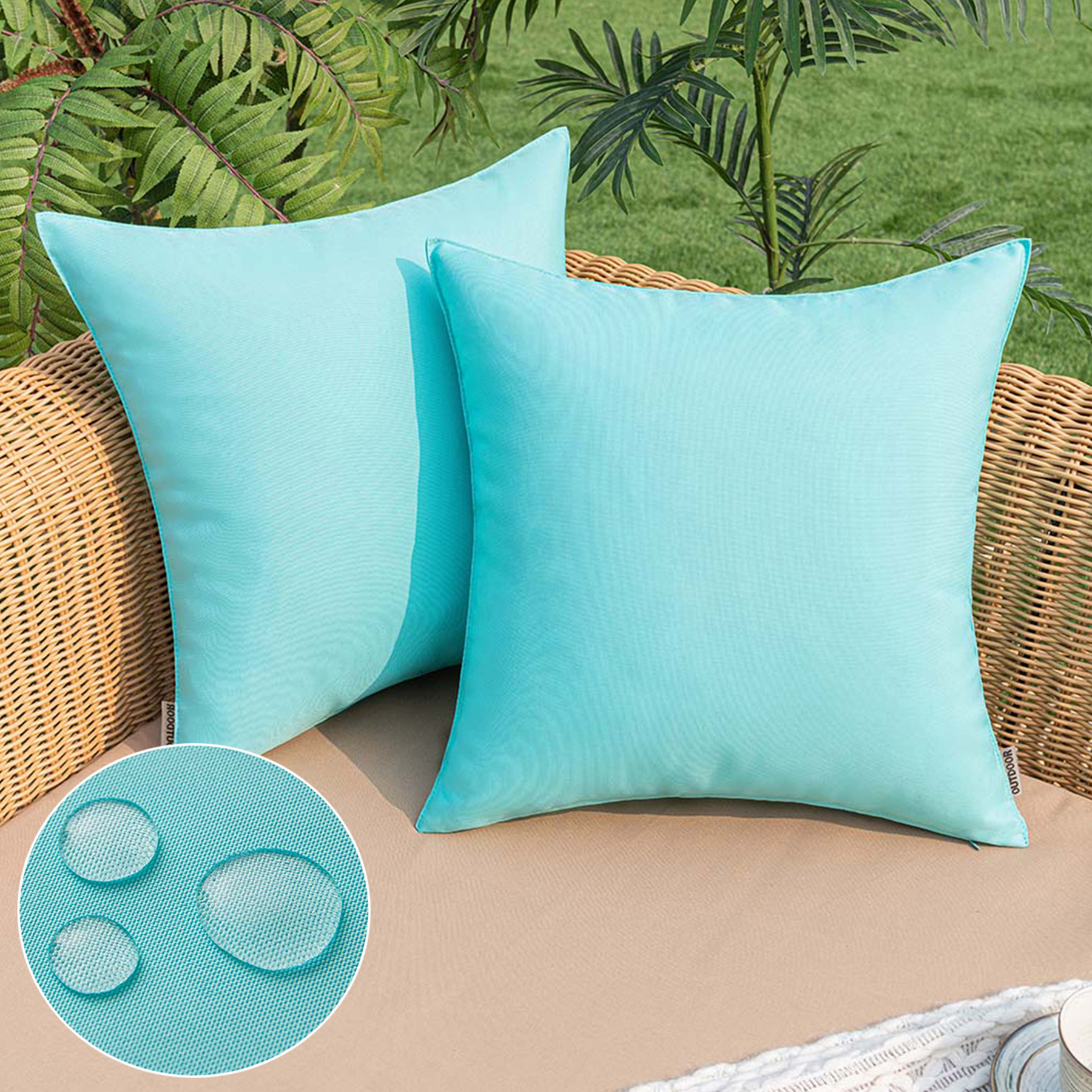 KBOOK Outdoor Waterproof Throw Pillow Cover Square Pillow Case 18x18