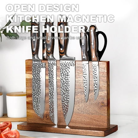 

OUTAD High Quality Solid Wood Knife Holder Kitchen Supplies Magnetic Knife Holder Tool Storage Rack Double-sided Suction Knife Stand