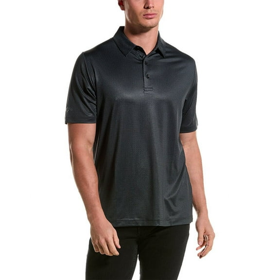 Callaway mens Chev Foulard Print Polo Shirt, L, Black