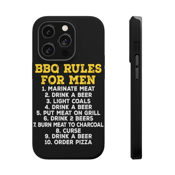 DistinctInk Tough Case for Apple iPhone 15 PRO (6.1" Screen), Compatible with MagSafe Charging - BBQ Rules for Men