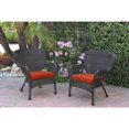 thumbnail image 1 of Jeco  Windsor Espresso Resin Wicker Chairs with Cushions (Set of 2), 1 of 5