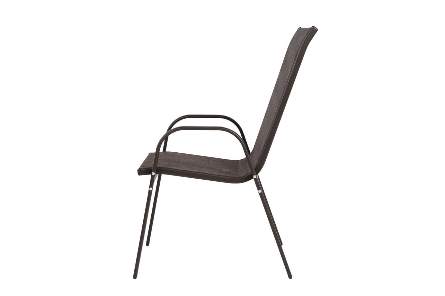 Patio Chairs Set of 4, Outdoor Camping Chairs with Breathable Textilene Fabric, Steel Frame Armchairs for Garden, Pool, Beach & Yard, Brown