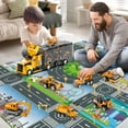 thumbnail image 2 of Juego de juguetes NIPLOOW para camiones de construcción con tapete de juego para niños de 3 a 6 años, 2 of 7