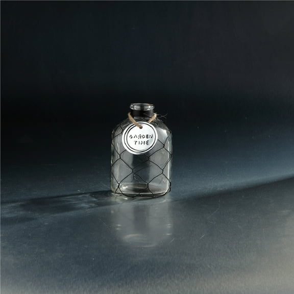 CC Home Furnishings Hand Blown Glass Bud Vase with Mesh - 6.5" - Clear