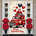 thumbnail image 6 of Red Theme Valentine Banner Heart-shaped Love Display Polka Dot Pattern Striped Design Heart Backdrop for Valentine's Day Romantic Party Wedding Reception, 6 of 9