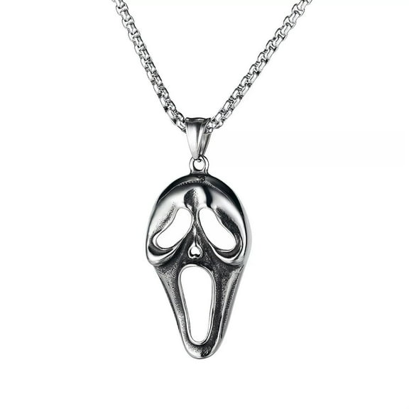 VIVIDELLE Mens Halloween Ghost Face Mask Horror Pendant Necklace Stainless Steel