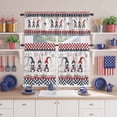 thumbnail image 2 of Independence Day Kitchen Curtains Valances 3 Piece Set, American Gnome Country of The Free Brave Celebration Rod Pocket Tier Curtain and Valance Drapes for Small Window 24 Inch Length for Bedroom, 2 of 9