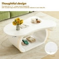 thumbnail image 6 of Gzxs Modern Irregular 2-Tier Center Table for Living Room, Cream Style Cloud-Shaped Accent Coffee Table with Open Storage and Curved Legs, 39.3"L x 23.6"W x 17.7"H, White, 6 of 10