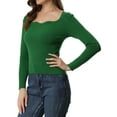 thumbnail image 4 of INSPIRE CHIC Chandail pour Femmes Ajusté à Manches Longues Col Cœur Tricoté S Vert, 4 of 5