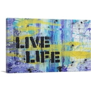 ARTCANVAS Live Life Graffiti Canvas Art Print - Size 12 x 8 0.75 Deep