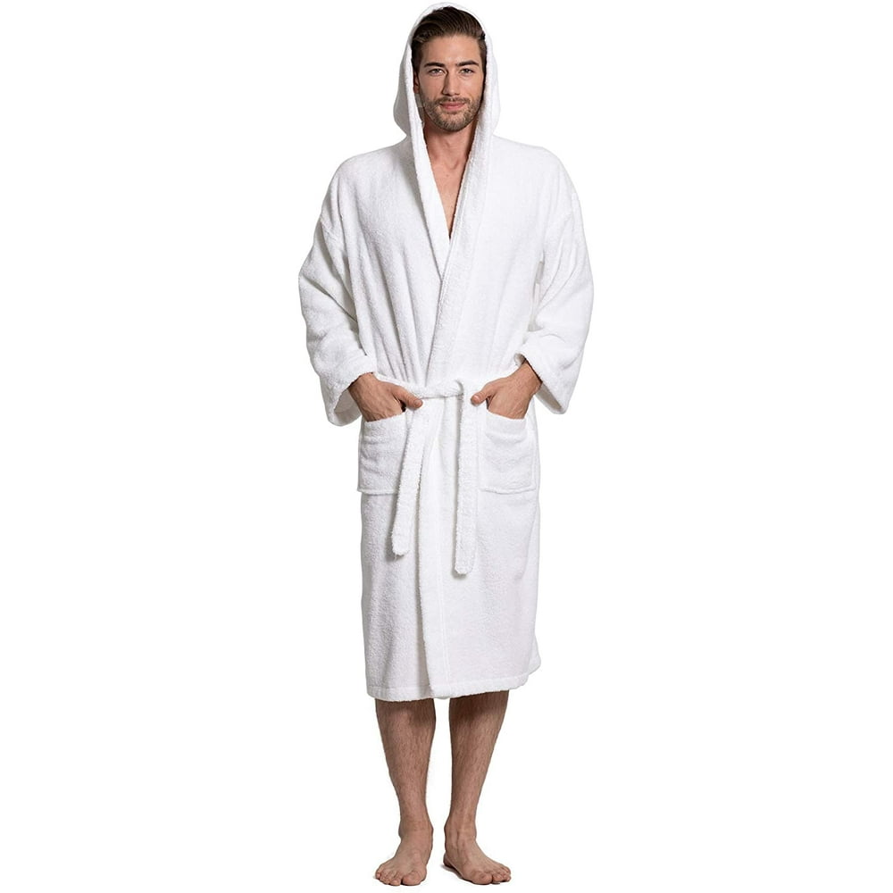 Aetomce Men's Turkish Terry Cloth Robe, Thick Hooded Bathrobe