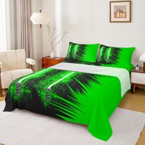 jejeloiu Green Lightsaber Queen Sheet Sets,Modern Fashion Gaming Flat Sheet,Teens Video Games Queen Fitted Sheet For Boys,Ultra Soft Home Decor,4pcs