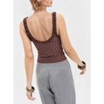 thumbnail image 4 of Women'S Lace Tank Top Deep Plunge V Neck Tops Going Out Crop Shirt Summer Camisole Brown Polka Dots XL, 4 of 8