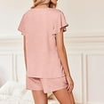 thumbnail image 6 of Pajamas for Women Two Piece Pj Shorts Summer Lounge Set Pleated V-Neck Loose Top Loungewear Sets, 6 of 9