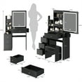 thumbnail image 3 of Vanity Desk With LED Lighted Mirror, Cushioned Stool Set, Anity Makeup Vanity Table With Lots Storage, 3 Lighting Modes Adjustable Brightness, Bedroom Dressing Table, 3 of 8