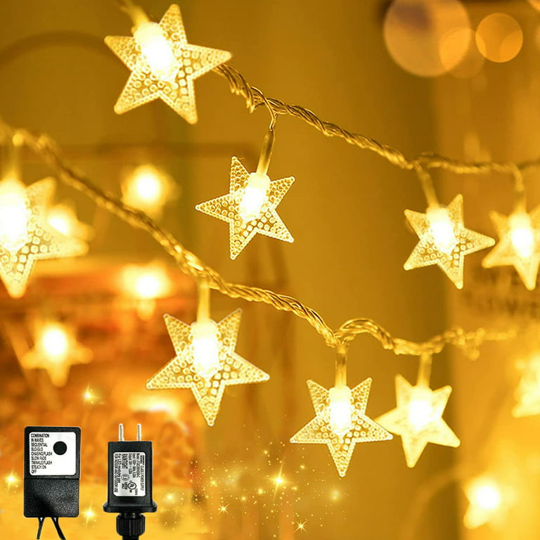 KESHI Star String Lights, 100 LED 49 FT Twinkle Little Star Light Plug in  Type Warm White, Solar Christmas Lights Twinkle Fairy Lights for Kids Room,  Party, Bedroom 