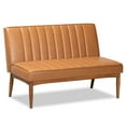 thumbnail image 3 of Baxton Studio Daymond Mid-Century Modern Tan Faux Leather Upholstered and Walnut Brown Finished Wood 2-Piece Dining Nook Banquette Set, 3 of 8
