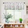 thumbnail image 5 of 3 Piece Kitchen Curtains and Valances Set Flower Grey Cafe Curtains 36 Inch Length Blue Pink Plaid Wildflower Botanical Country Valance & Tier Curtain for Living Room Bedroom Window 54"x18"+27"x36"*2, 5 of 6