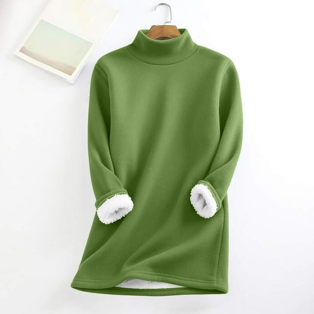 IMENGL T-Shirts Thermiques à Col Montant pour Femmes, Vert G, Taille M-3TG