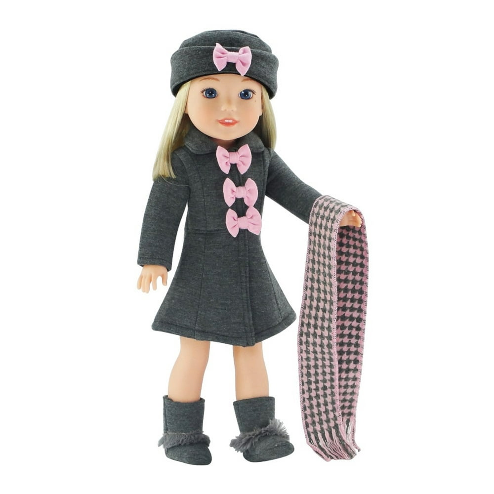 Emily Rose 14.5 Inch Doll Clothes 5 Piece Grey and Pink14" Doll Coat