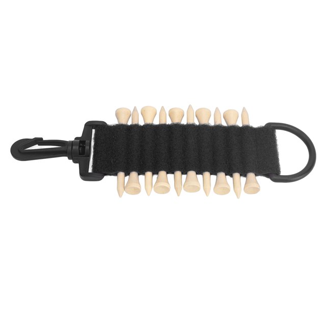 Golf Tee Holder, Premium Bambusoideae Material, Nylon Tee Bag, 10 Tees Included, Multifunction with Hook for Belt