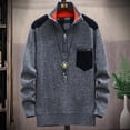 thumbnail image 2 of IROINNID Men's Long Sleeve Solid Color Leisure Long Gradient Color Block Plus Fleece Sweater Coat, 2 of 6