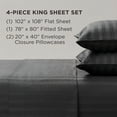 thumbnail image 2 of The Sheet Lab Regal Dreams Sateen Striped Damask King 4-Piece 100% Cotton Sheet Set, Jet Black - Designed for a Comfortable and Luxurious Sleep Experience C84, 2 of 3