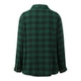 thumbnail image 4 of Arlun Plaid Flannel Long Sleeve Shirts for Women Buffalo Checkered Button down Loose Fit Blouse Tops Soft Comfy Fall Winter Stylish Outfits for Layering Dark Green XL, 4 of 7