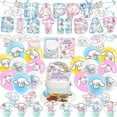 thumbnail image 1 of Tema de Sanrio Hello Kitty Kuromi Cinnamoroll decoración de fiesta de cumpleaños suministros de fiesta Kawaii Banner globos regalo de cumpleaños, 1 of 4