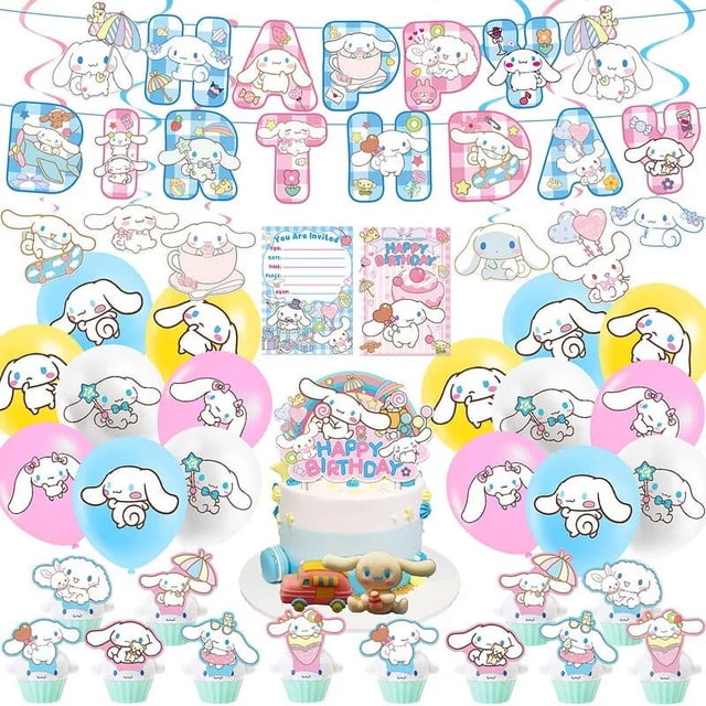 Tema de Sanrio Hello Kitty Kuromi Cinnamoroll decoración de fiesta de cumpleaños suministros de fiesta Kawaii Banner globos regalo de cumpleaños