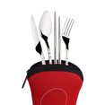thumbnail image 3 of Toystoory Soporte para vajilla Vajilla ligera Bolsa de tela Estuche para el almuerzo Cuchara Bolsas de acero Color sólido Estuches para parques Organizadores de utensilios de cocina Rojo, 3 of 6