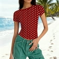 thumbnail image 5 of qucoqpe Womens 2026 Spring Summer Fashion Polka Dot Printed Crewneck Short Sleeve Tee Casual Slim Fit Blouses Tops, 5 of 5