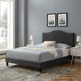 thumbnail image 2 of Tufted Platform Bed Frame, King Size, Velvet, Dark Grey Gray, Modern Contemporary Urban Design, Bedroom Master Guest Suite, 2 of 10