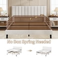 thumbnail image 3 of Velvet Upholstered Bed Frame with Tufted Headboard, Platform Bed with Adjustable Vertical Channel , No Box Spring Needed, Easy Assembly, 3 of 8