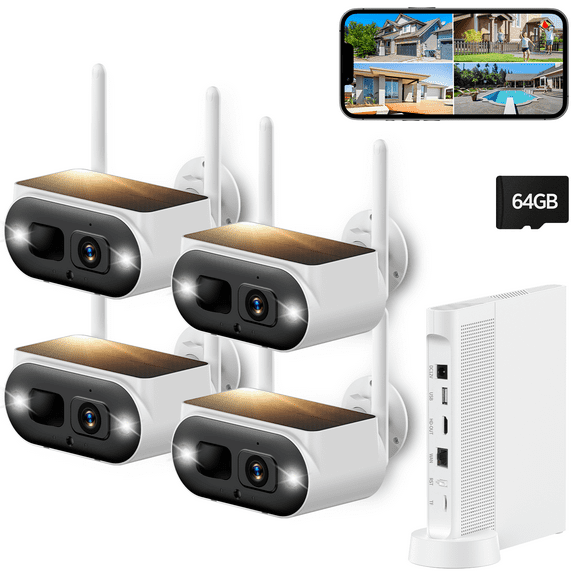 TOGUARD SC51 10CH 4MP Solar Wireless Security Camera System Outdoor with NVR, CCTV Camera Security System HDMI Output