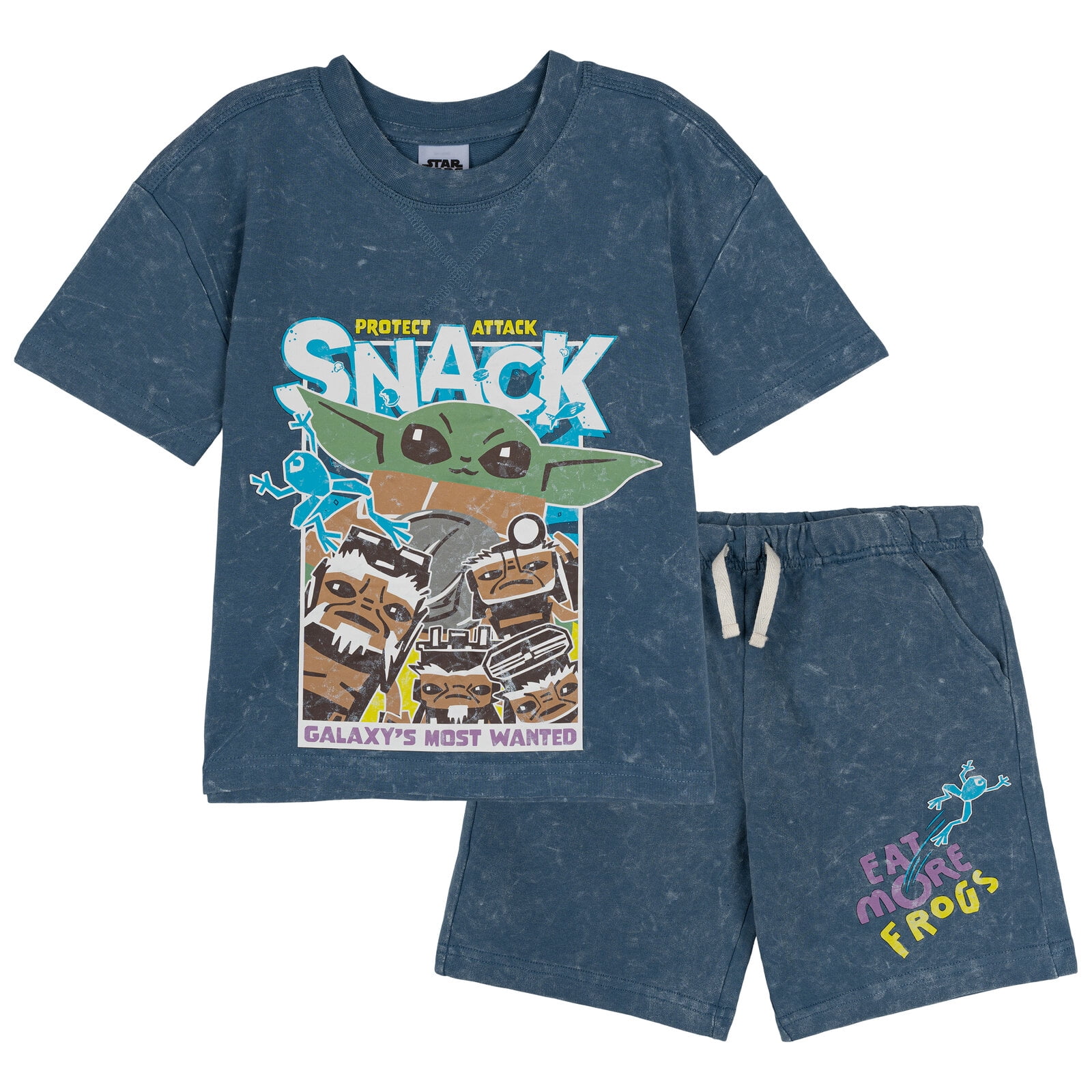 Star Wars The Mandalorian Grogu French Terry T-Shirt and Shorts Outfit Set Toddler to Big Kid